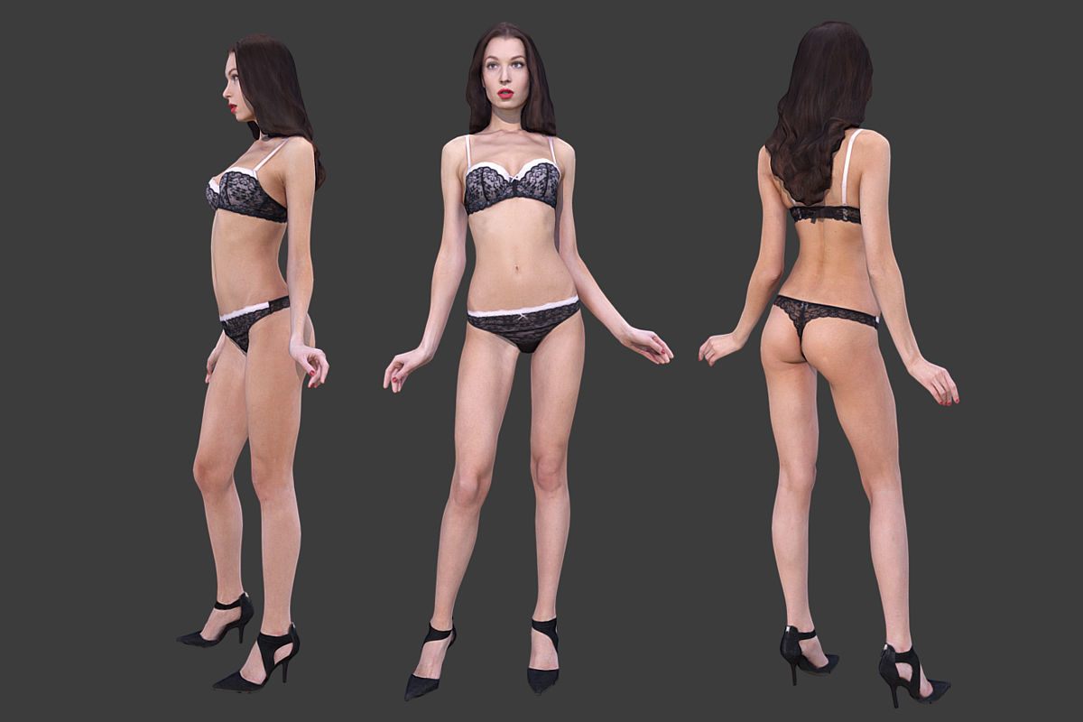 Girl in Underwear 4 Low-poly 3D model_4