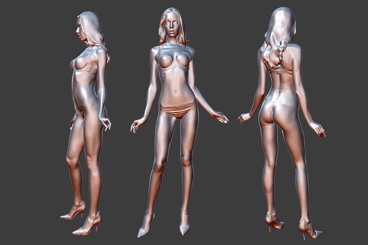 Girl in Underwear 4 Low-poly 3D model_5