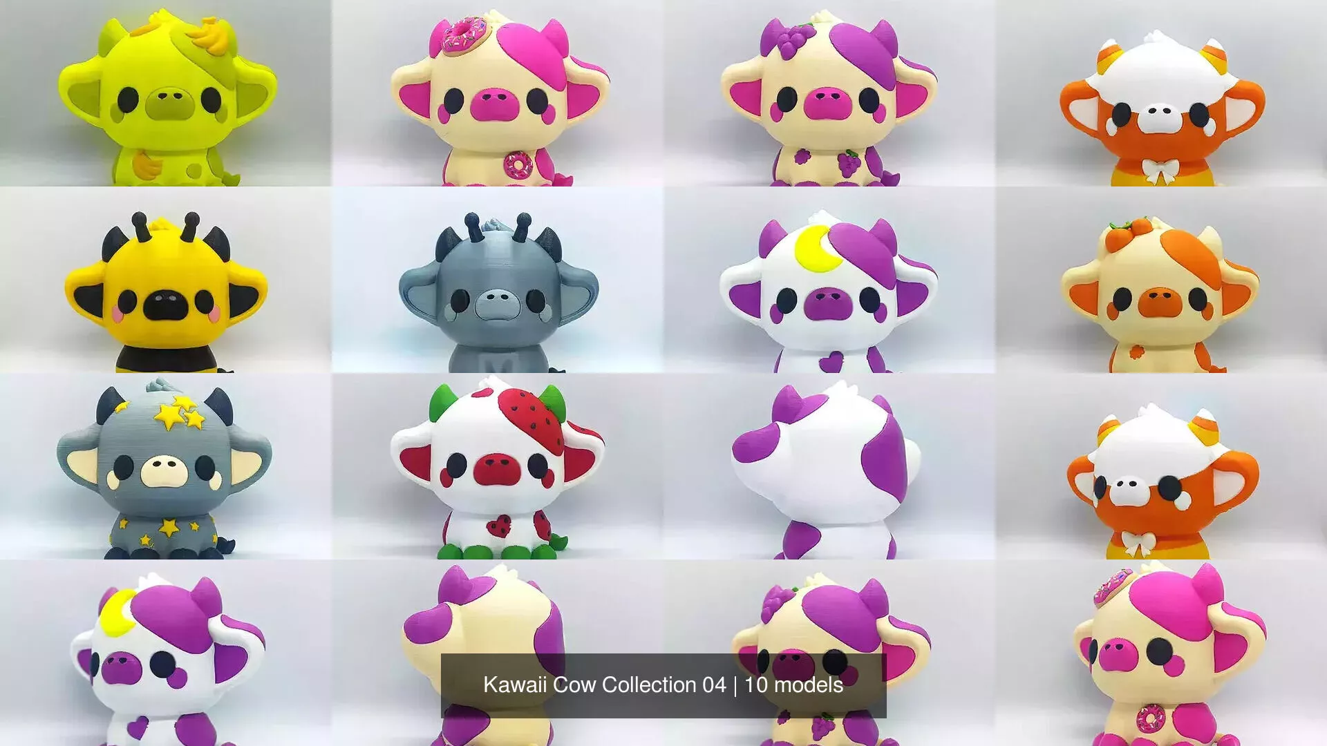Kawaii Cow Collection 04 3D Model Pack