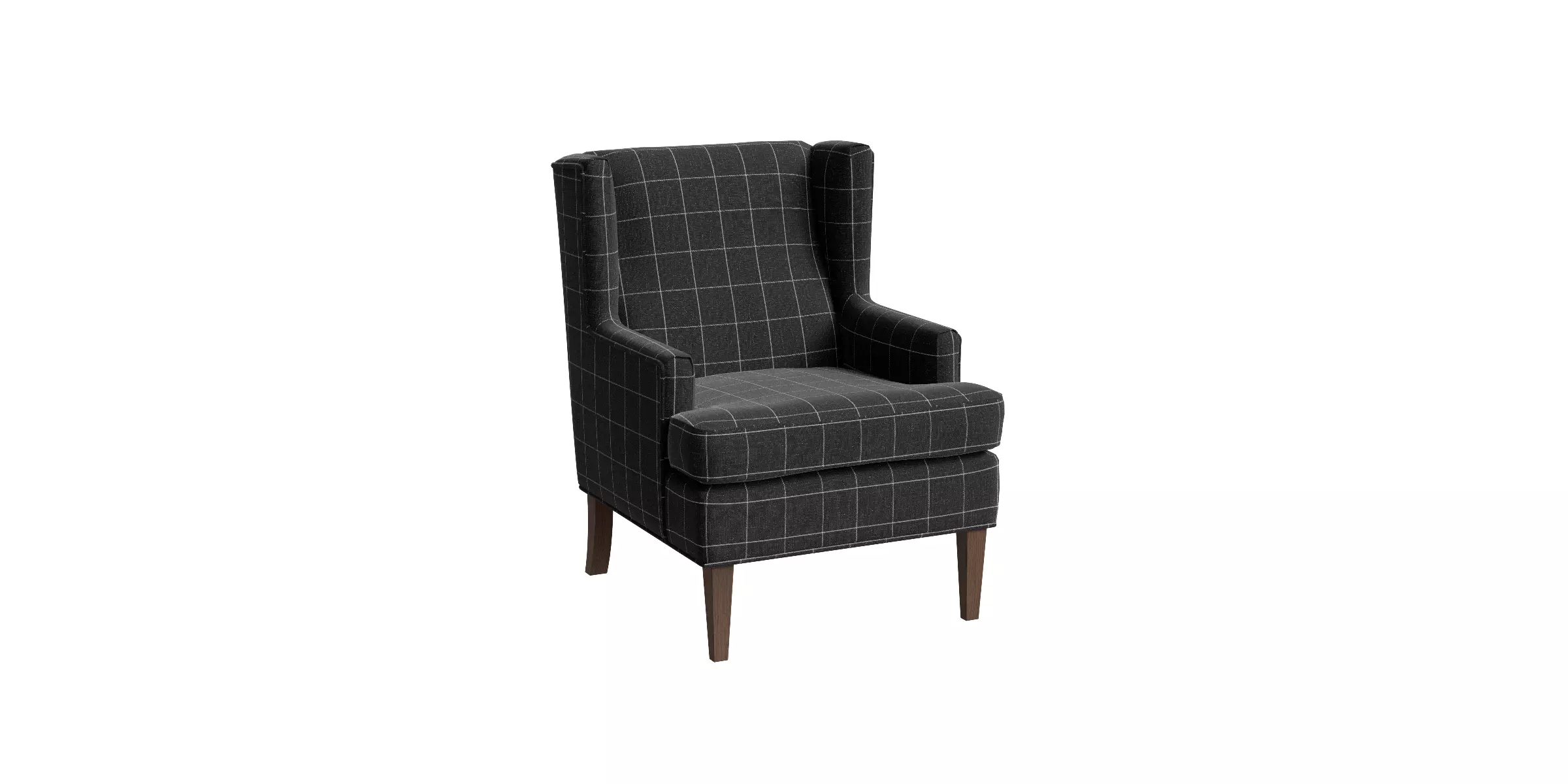 Upholstered Accent Chair With Wing Back And Solid Wood Frame Low-poly 3D model