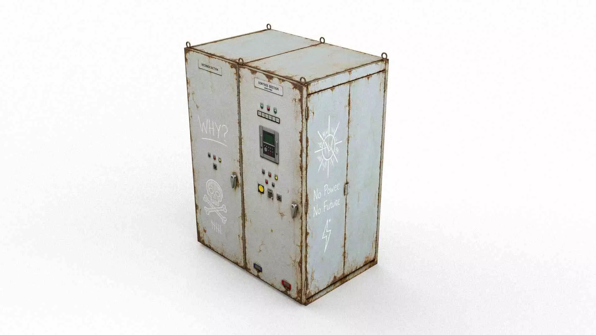 Heavy-duty industrial control cabinet Low-poly 3D model