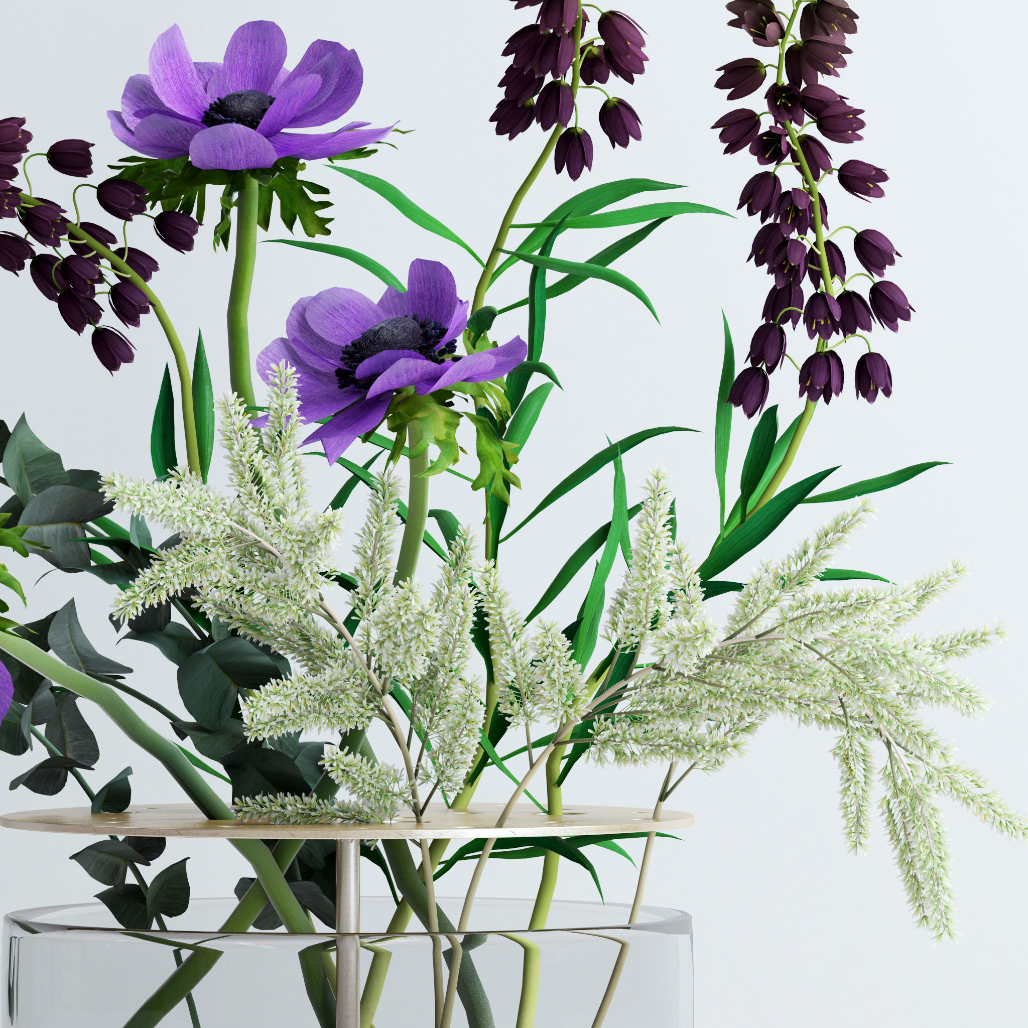 Bouquet in Ikebana vase 3D model_1