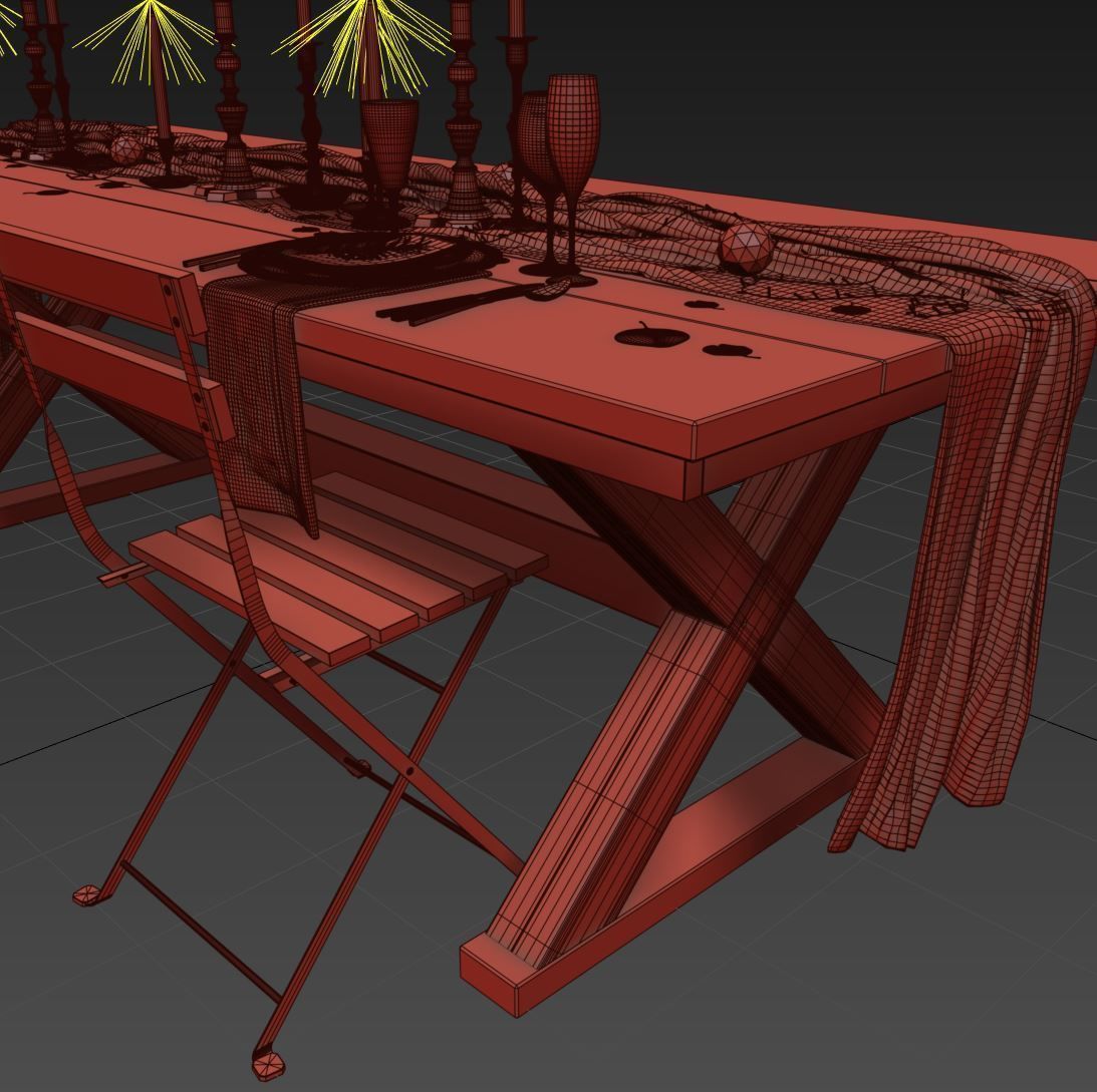 Festive table setting with chairs 3d model 3D model_5