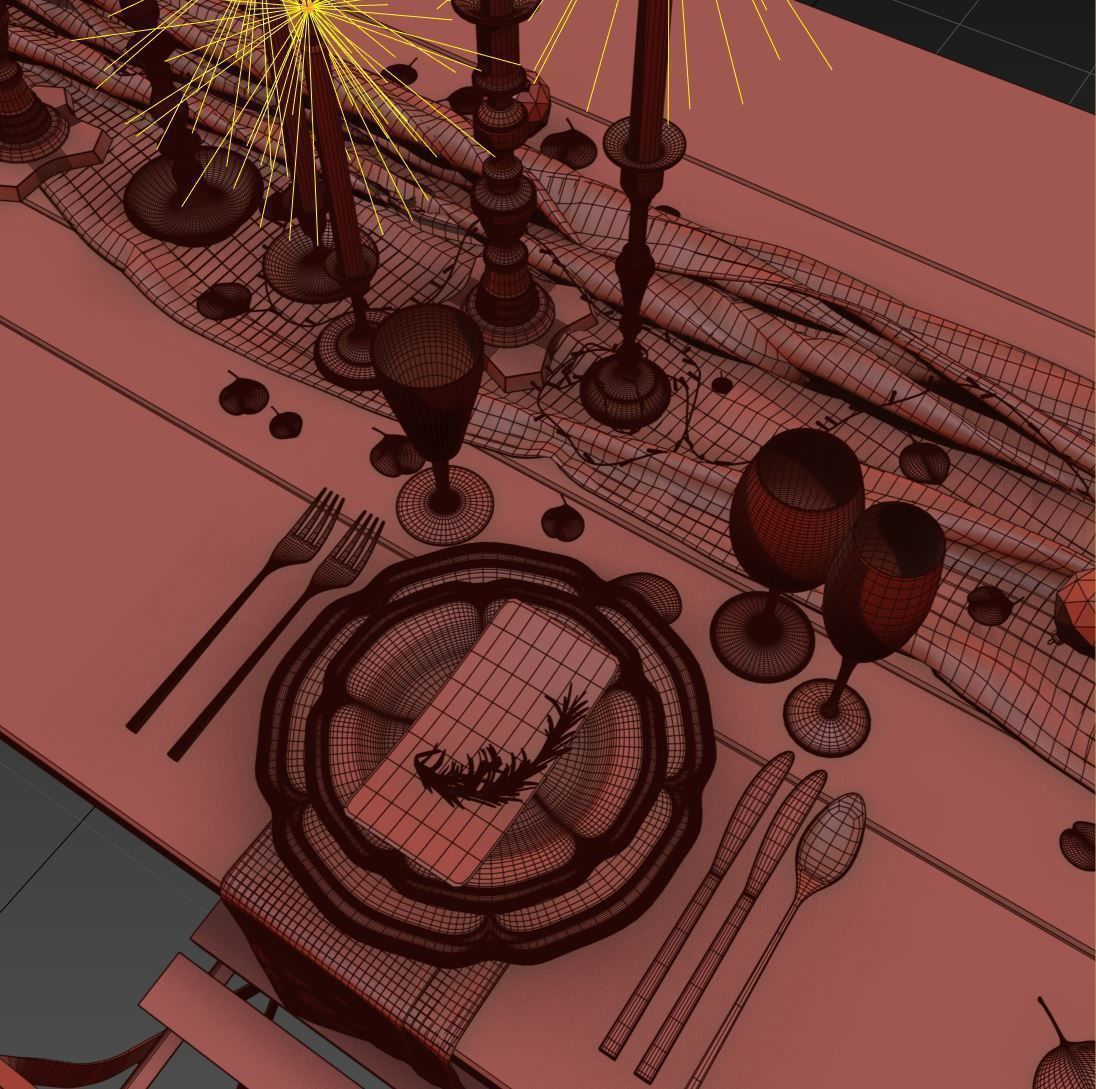 Festive table setting with chairs 3d model 3D model_6