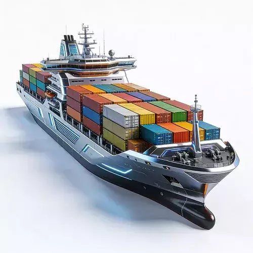 Stylized 3D Futuristic Luxury Container Ship Model