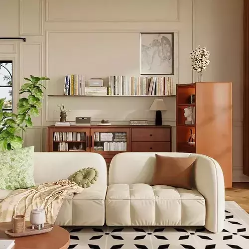 French retro-style living room 3D model 3