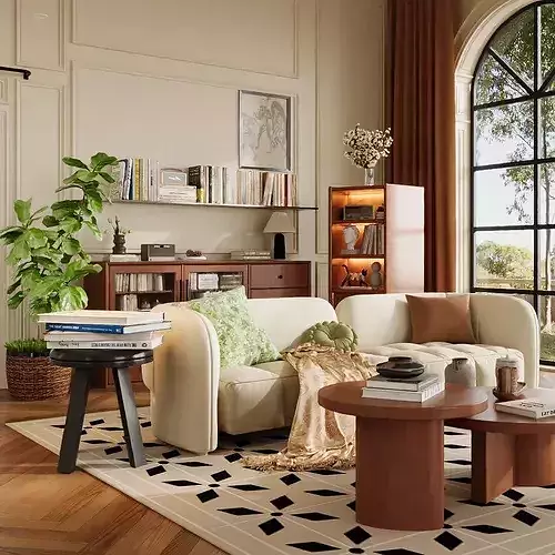 French retro-style living room 3D model 4