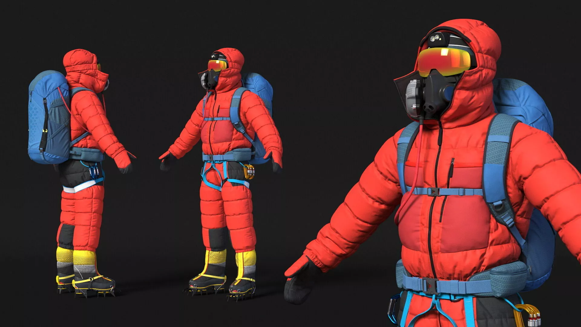Fully Equipped Alpine Mountaineer Rigged for Maya 3D model