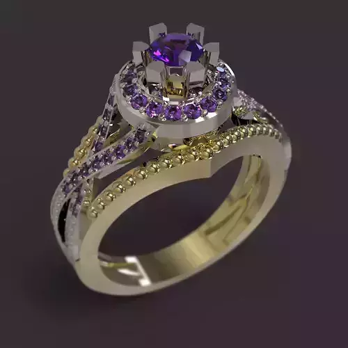 Ring amethyst engagement 3D print model