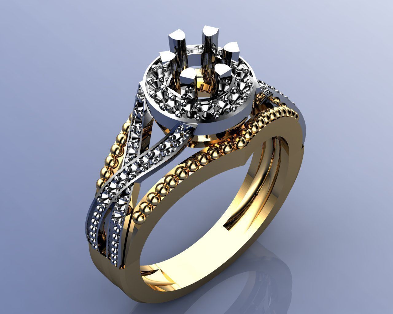 Ring amethyst engagement 3D print model_5