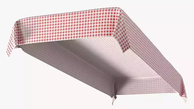 Classic Picnic Tablecloth Red Checkered 3D model 6