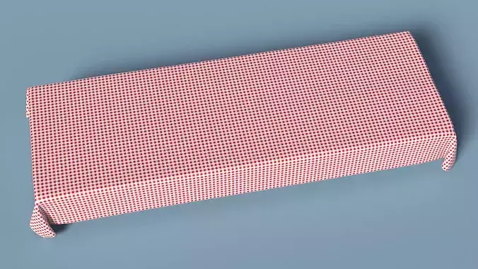 Classic Picnic Tablecloth Red Checkered 3D model 4