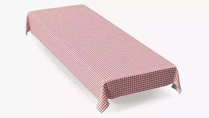 Classic Picnic Tablecloth Red Checkered 3D model