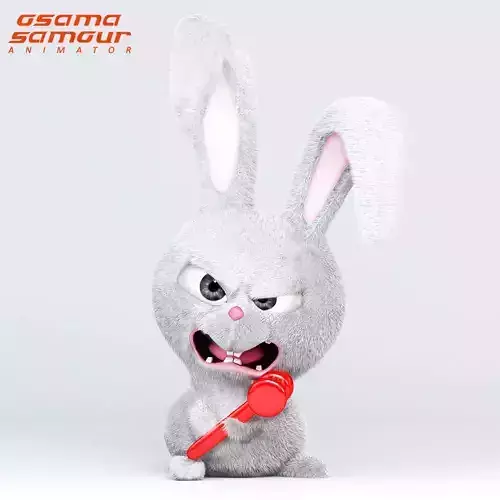Cute angry bunny Low-poly 3D model