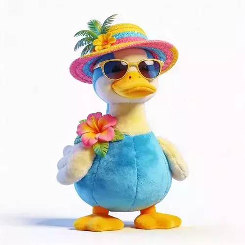 Stylized 3D Tropical Summer Duck Plush Model