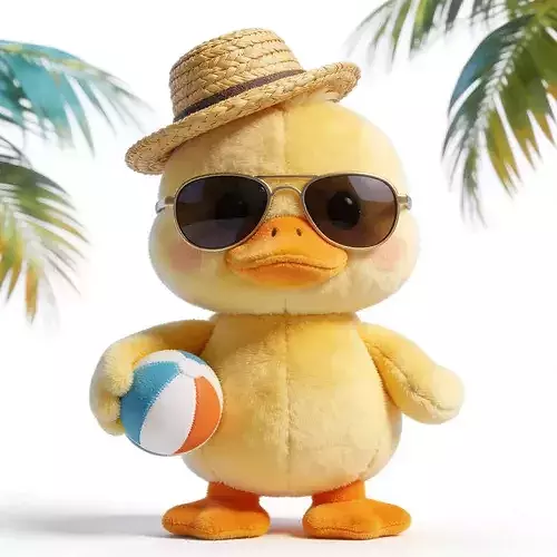 Stylized 3D Summer Beach Plush Duck Model