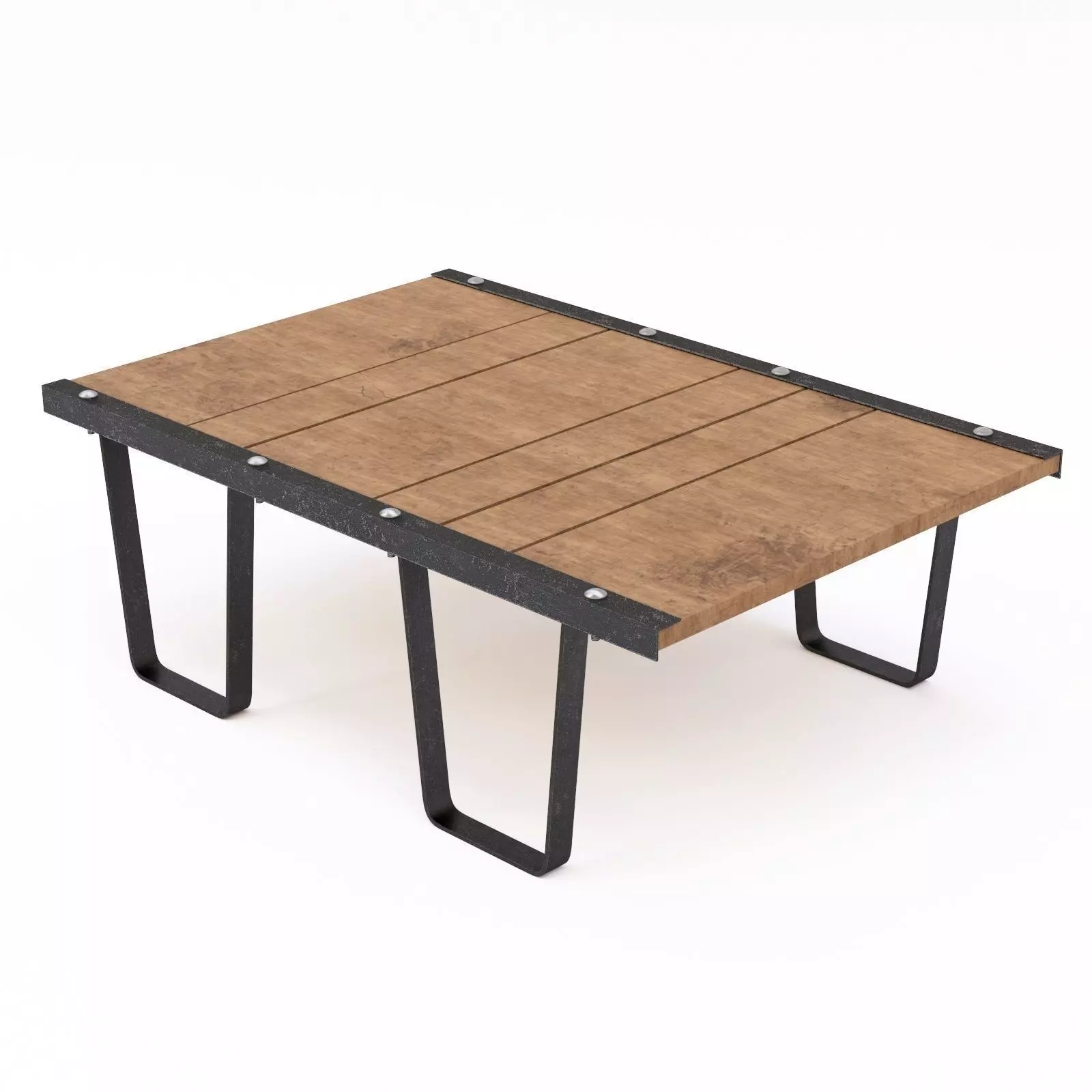 TABLE wooden coffee with metal legs 3D model_0