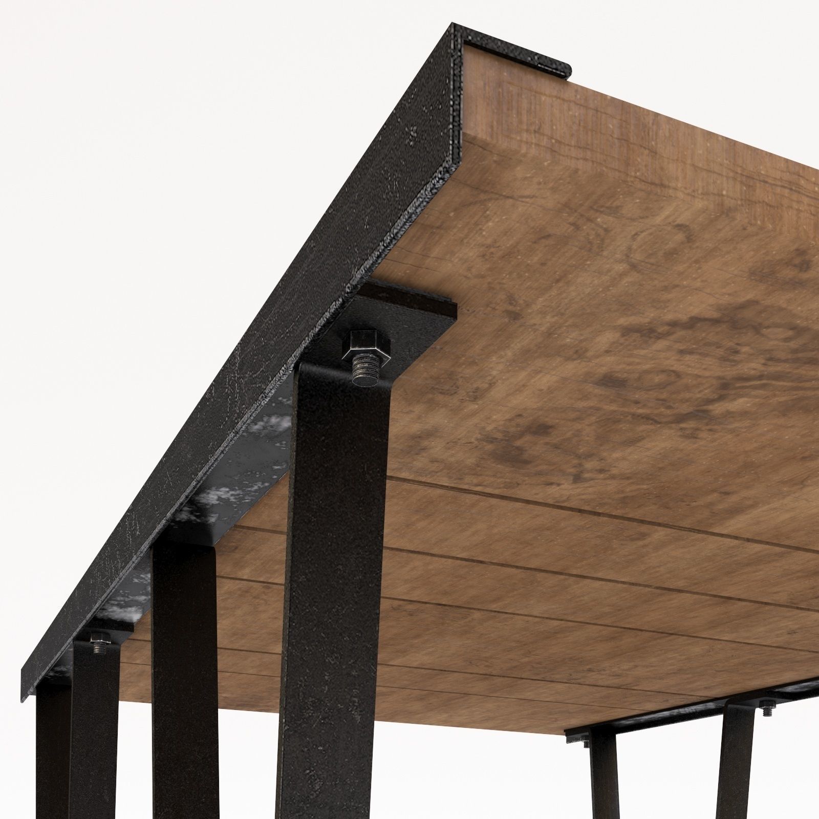 TABLE wooden coffee with metal legs 3D model_4