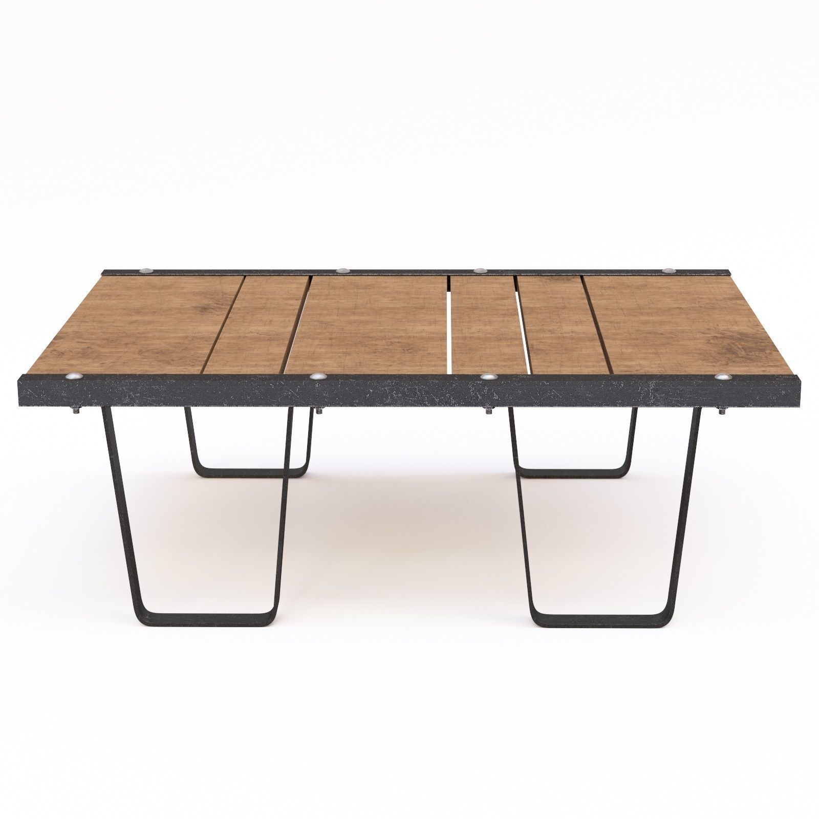 TABLE wooden coffee with metal legs 3D model_1