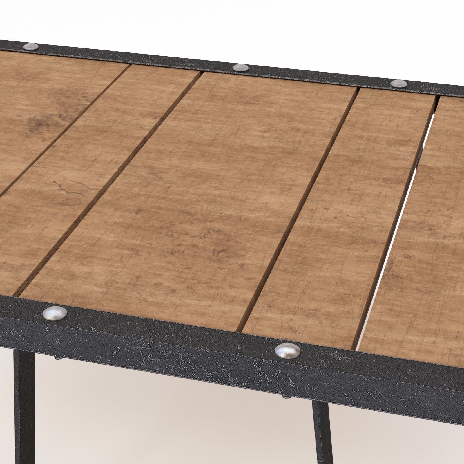 TABLE wooden coffee with metal legs 3D model_2