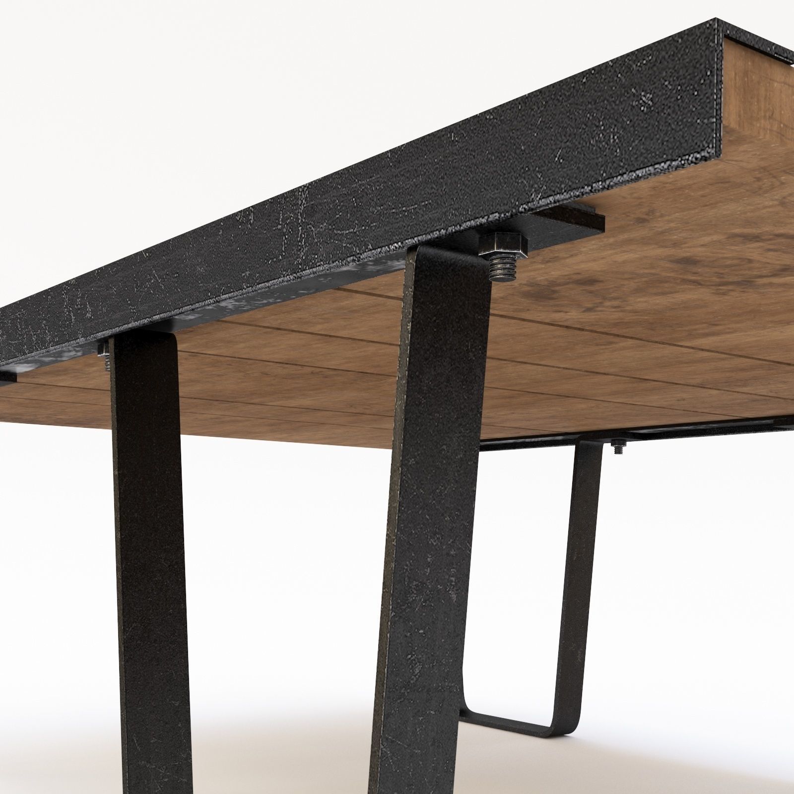 TABLE wooden coffee with metal legs 3D model_3