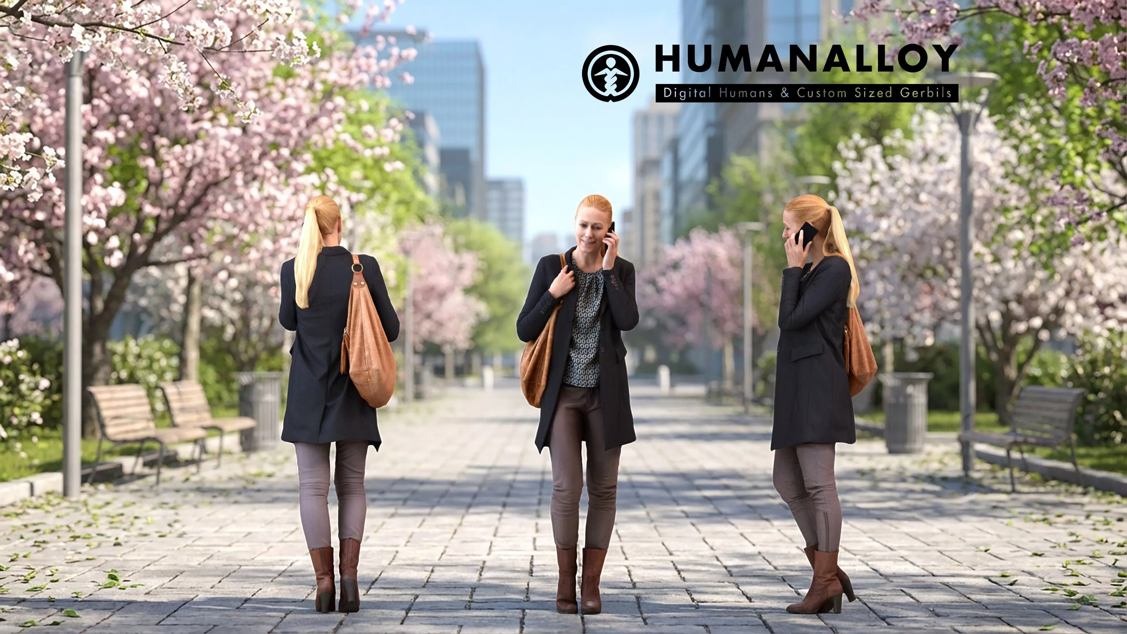 Adult Caucasian woman calling with smartphone 3D model