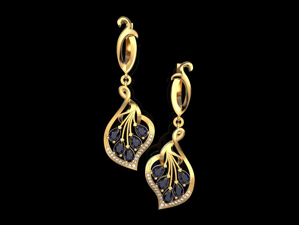 Earrings with pear 3D print model_1