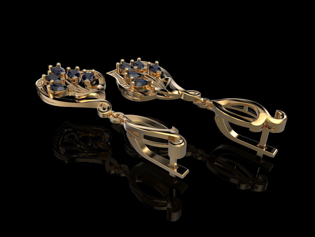 Earrings with pear 3D print model_4