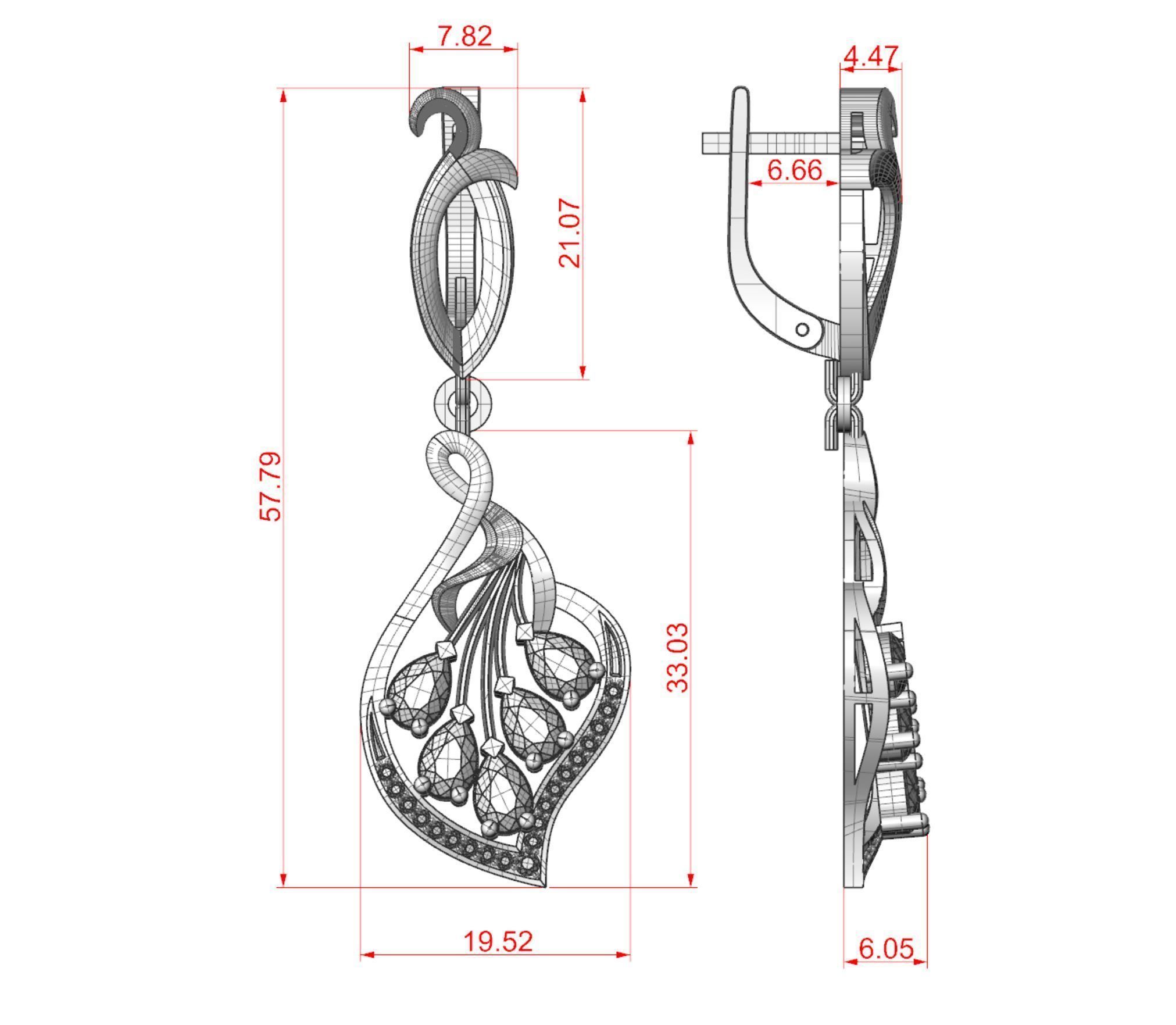 Earrings with pear 3D print model_5