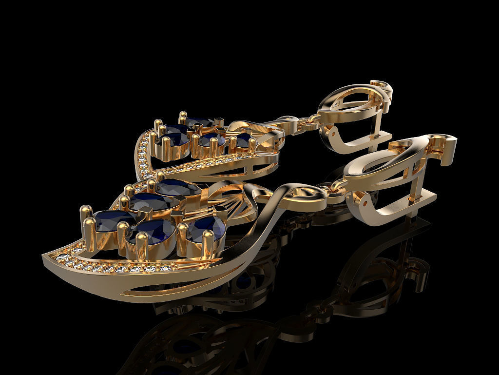 Earrings with pear 3D print model_2