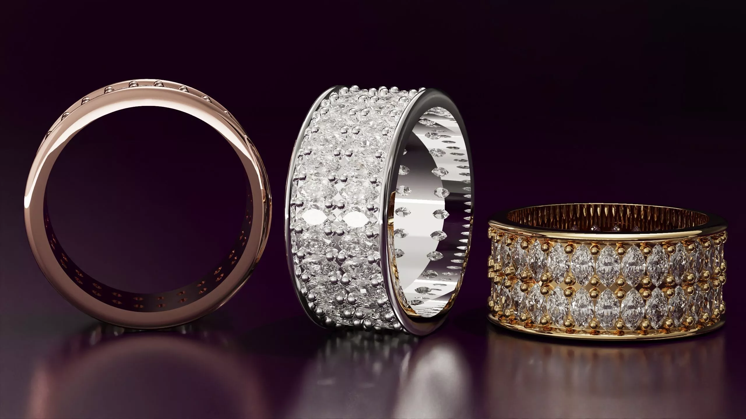 Marquise cut 2line eternity ring N02 261CT EU54 Free 3D print model