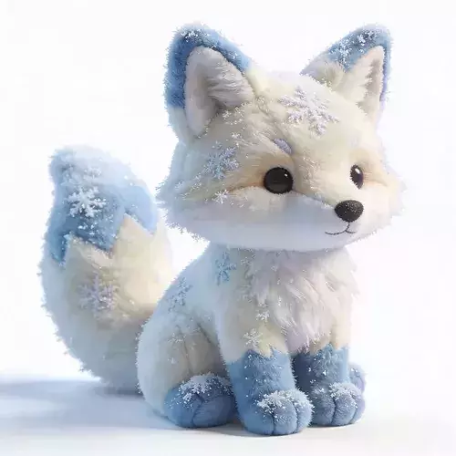 Stylized 3D Winter Snow Fox Plush Model