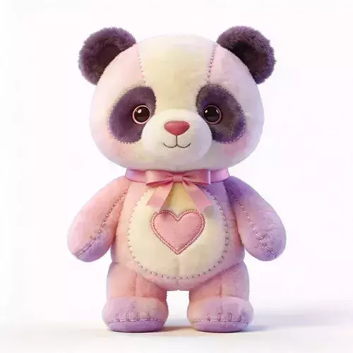Stylized 3D Pastel Valentine Panda Plush Model