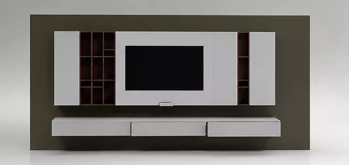 Mounted Entertainment Center with Floating TV Console 3D model