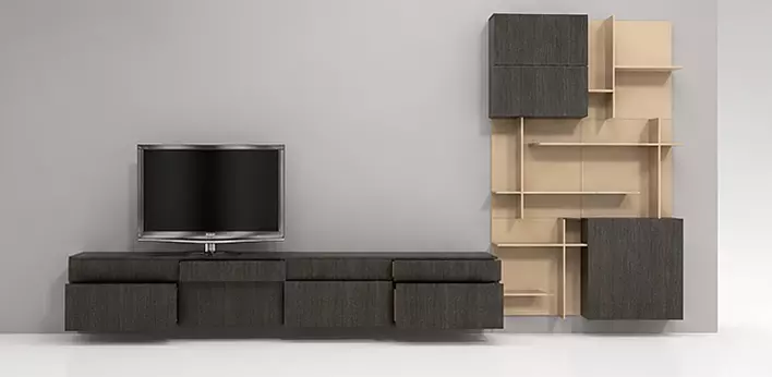 Modern Entertainment Center with Modular Shelving System 3D model