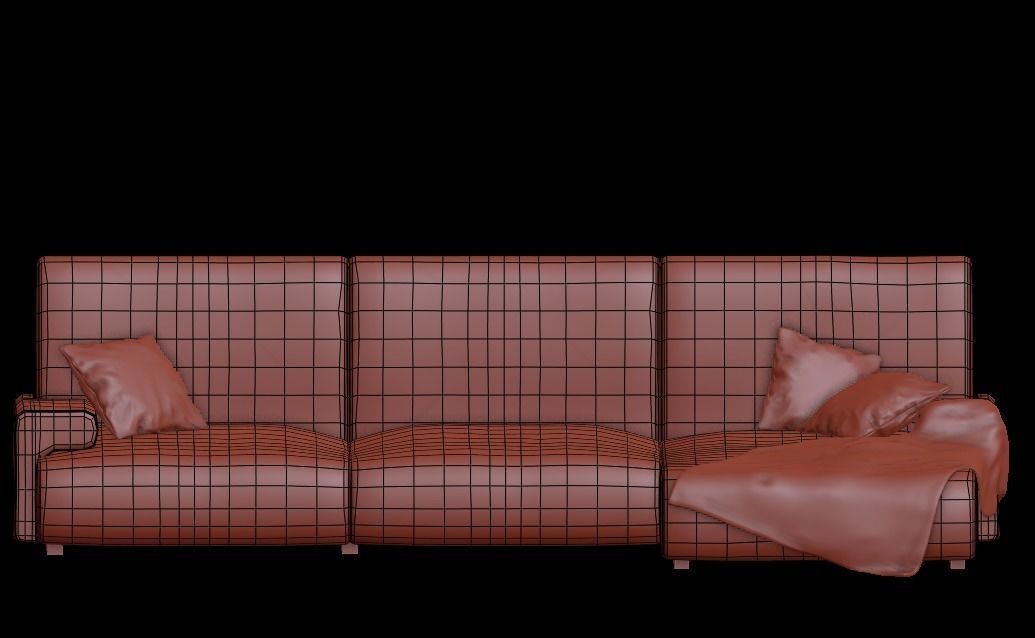 Low-Poly Manhattan Couch Low-poly 3D model_4