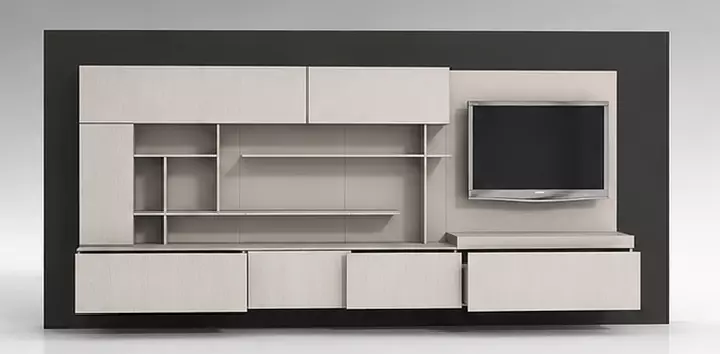 Modern Wall Mounted Entertainment Center with Floating 3D model