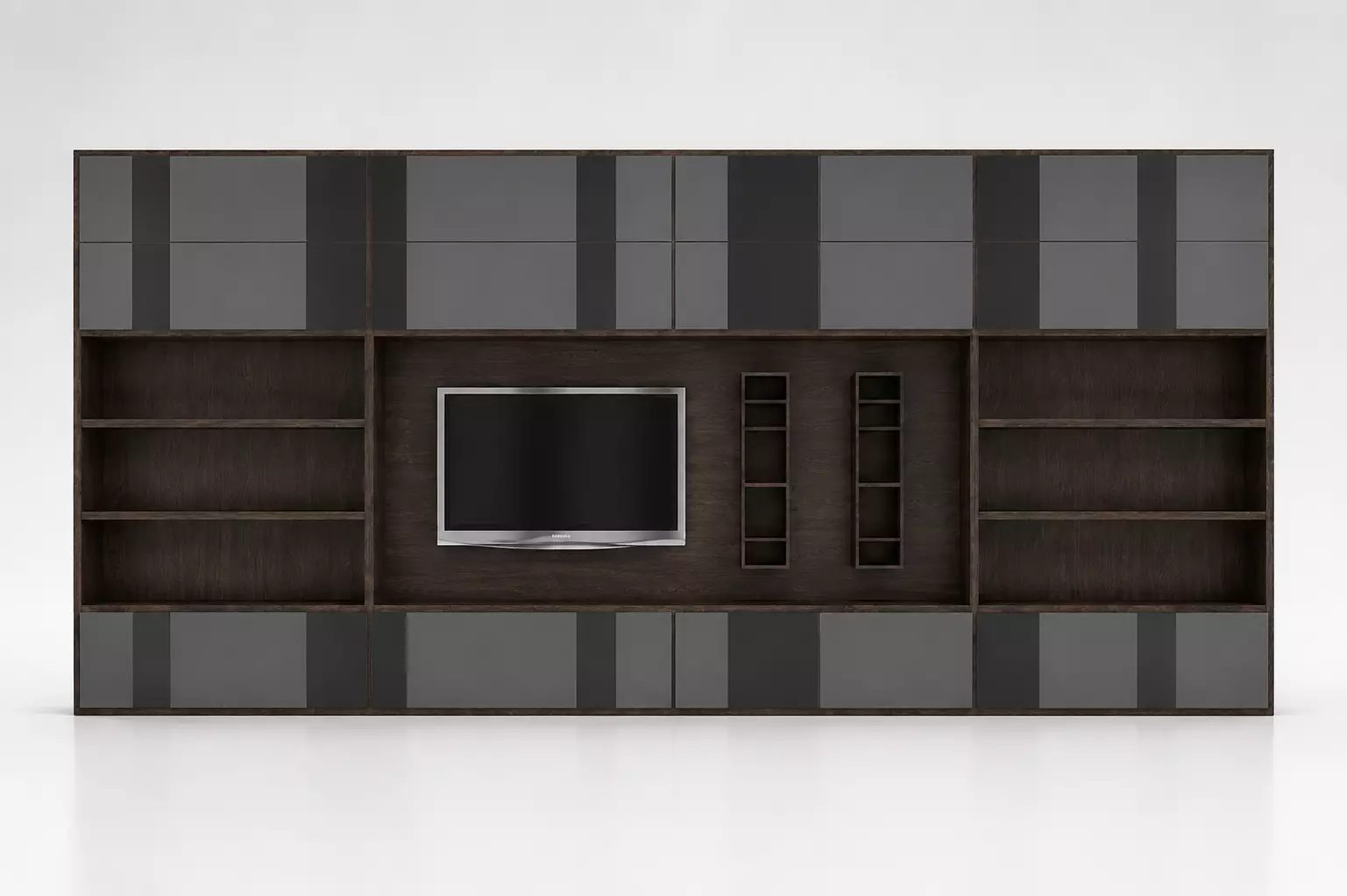 Modern Entertainment Wall Unit with Glass Cabinets 3D model