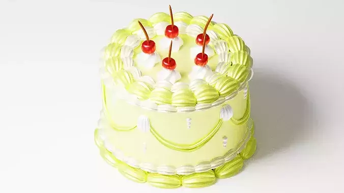 Vintage Stylized Cake 3D Asset Low-poly 3D model 5