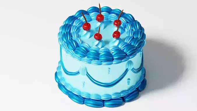 Vintage Stylized Cake 3D Asset Low-poly 3D model 7
