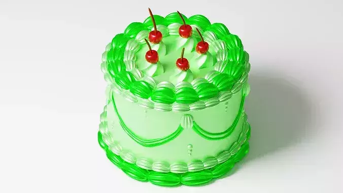 Vintage Stylized Cake 3D Asset Low-poly 3D model 4