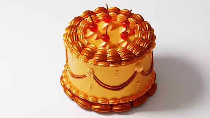 Vintage Stylized Cake 3D Asset Low-poly 3D model 6