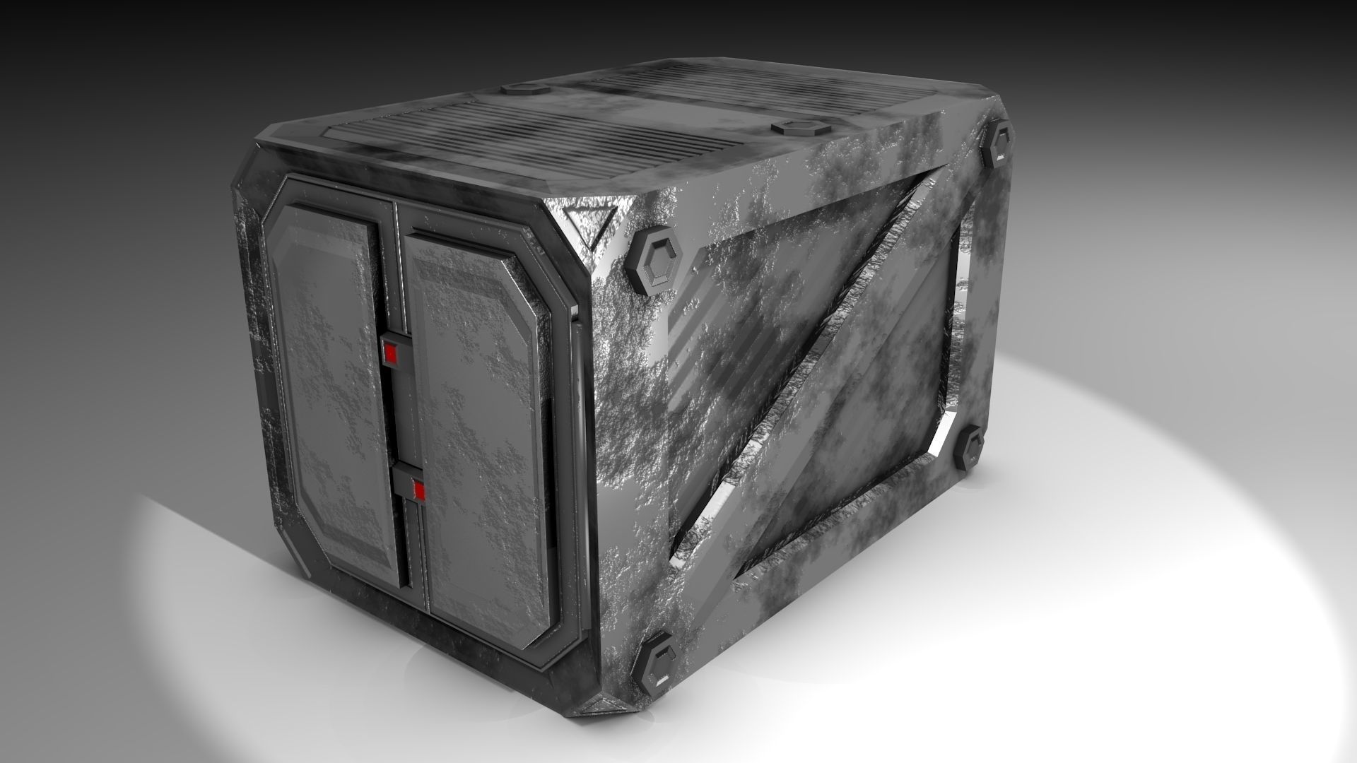 PBR Scifi Container and Industrial Assets Set Low-poly 3D model_22
