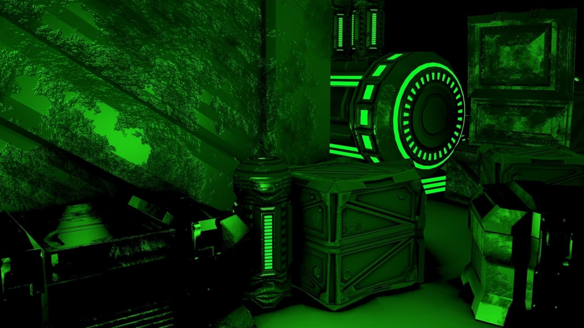 PBR Scifi Container and Industrial Assets Set Low-poly 3D model_17
