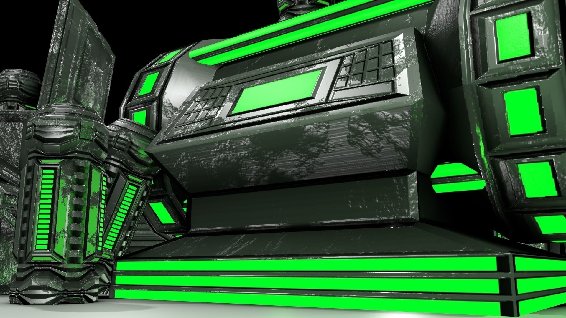 PBR Scifi Container and Industrial Assets Set Low-poly 3D model_14