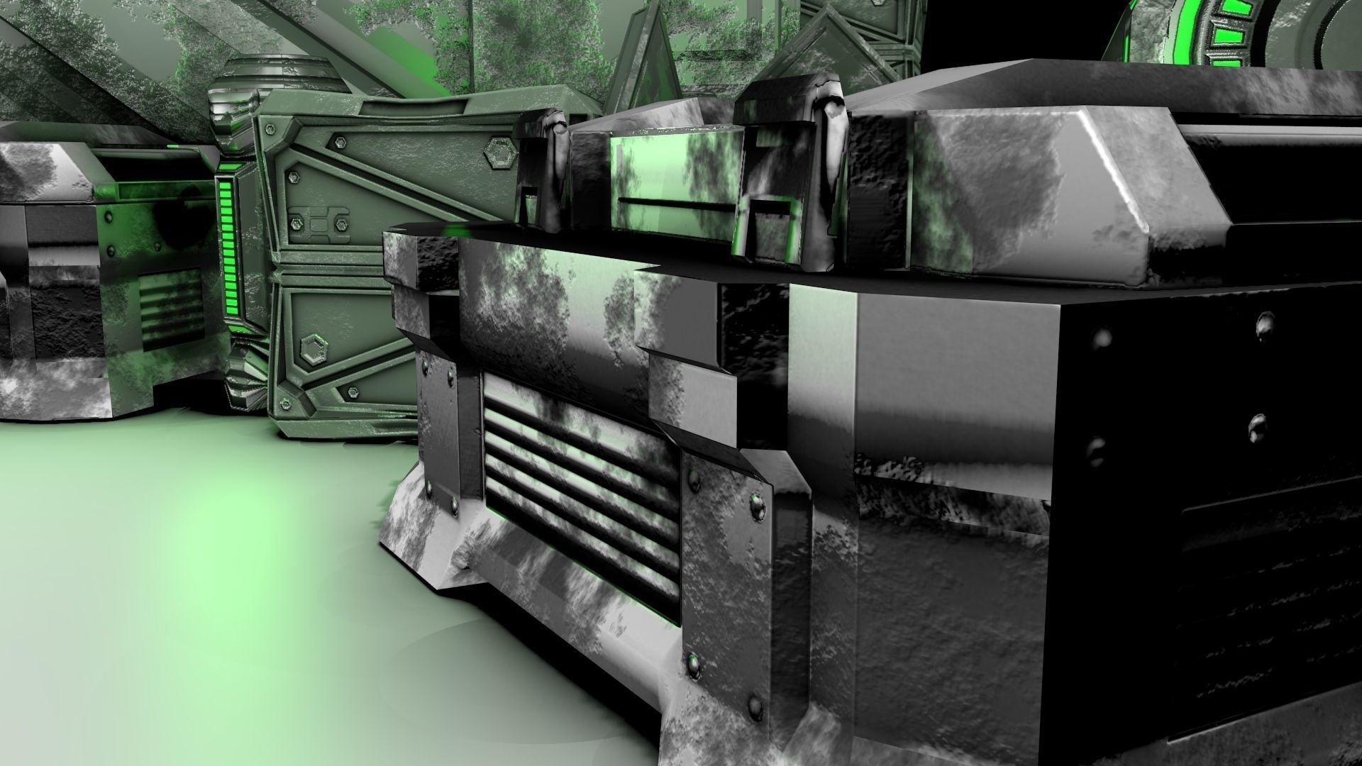 PBR Scifi Container and Industrial Assets Set Low-poly 3D model_9
