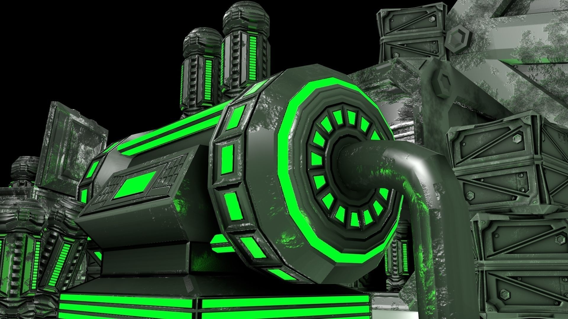 PBR Scifi Container and Industrial Assets Set Low-poly 3D model_6