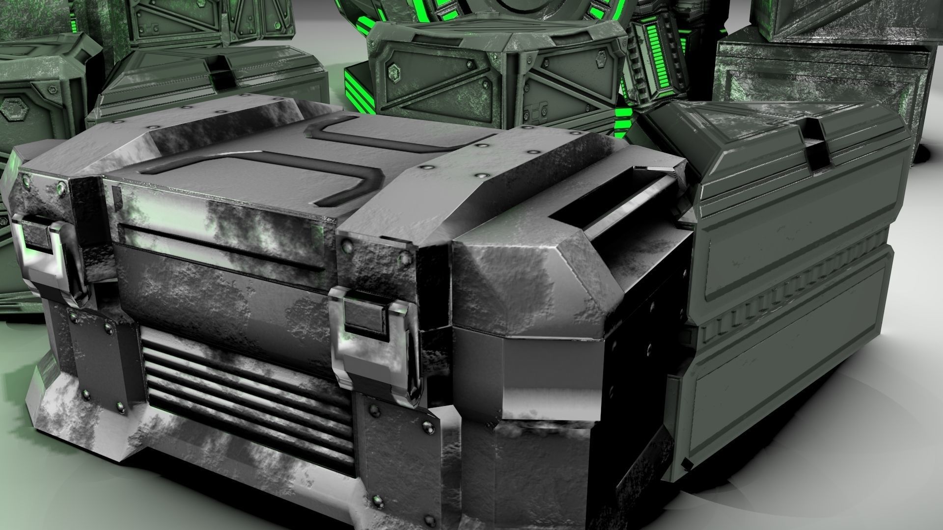 PBR Scifi Container and Industrial Assets Set Low-poly 3D model_8