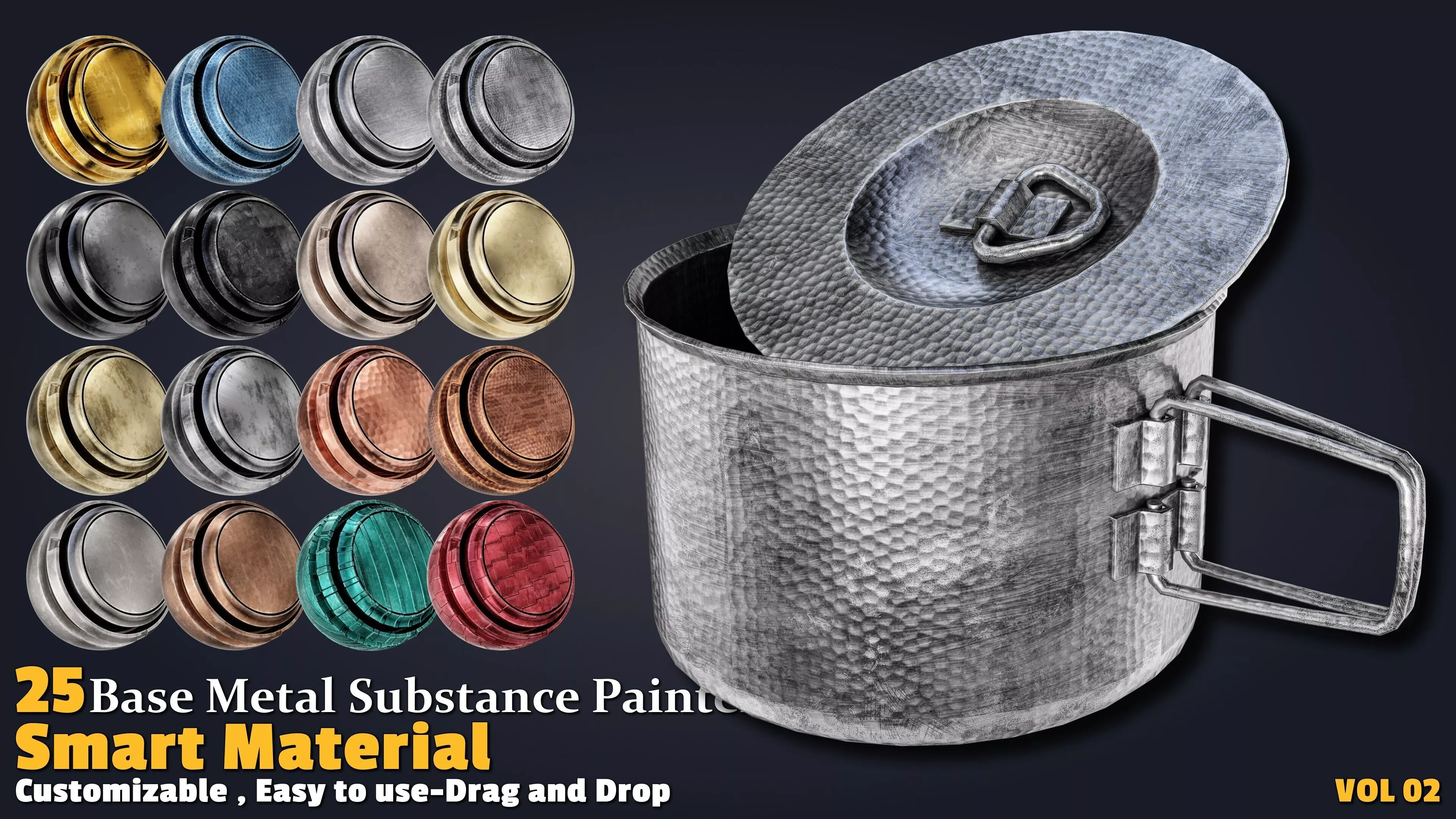 25 Base Metal Smart Materials in Substance Painter Texture