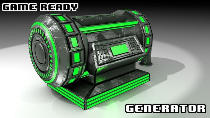 Game-Ready Scifi Power Generator Low-poly 3D model